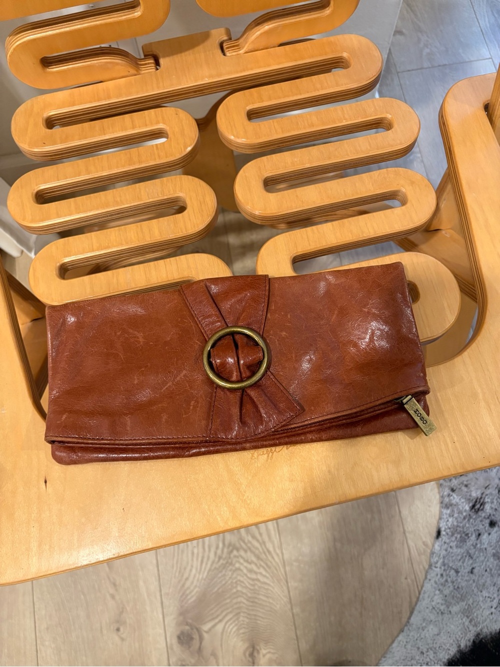 HOBO Women’s Fold-Over Leather Clutch Bag — Brown
